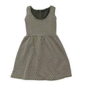 BeBop Womens Skater Mini Dress Sleeveless Scoop Neck Back Zip Black Tan Size M